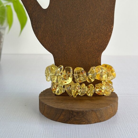 Vintage Baltic Amber Bracelet, Stretch Coil - Picture 8 of 12